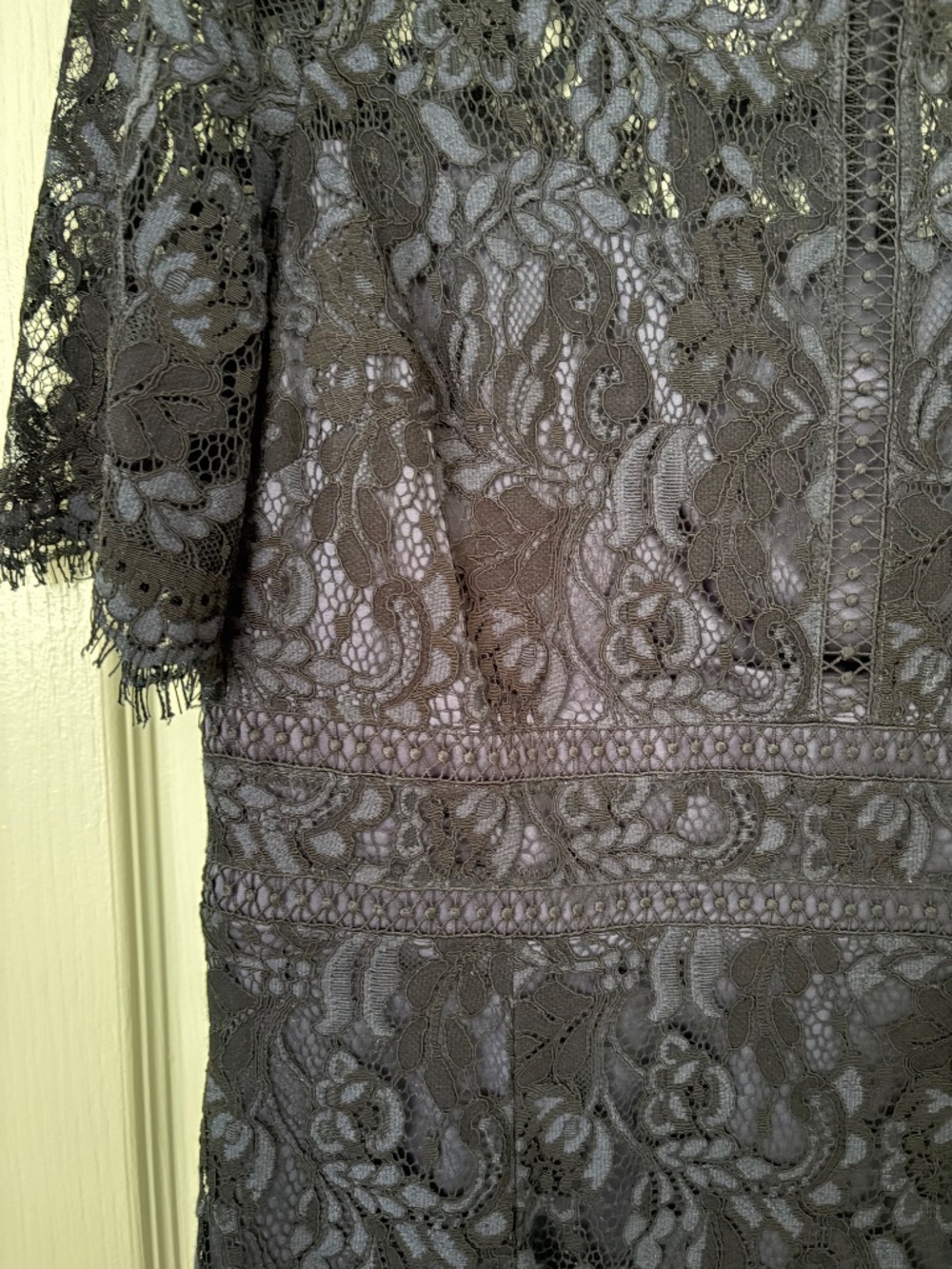Eliza J Blue Black Lace Sheath Dress Size 14 Cocktail Occasion Like New